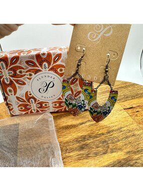 Plunder Design Lottie Earrings Floral Pattern Dangle Boho Chic Vintage Style